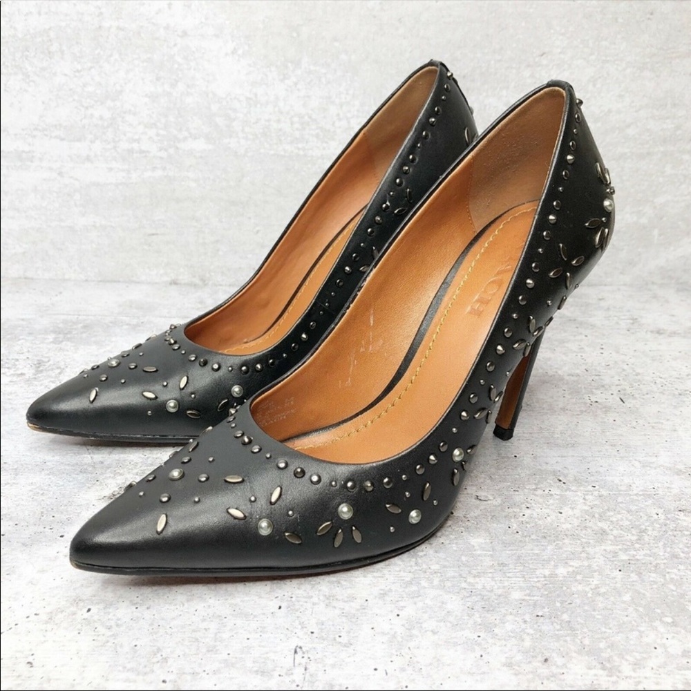 Coach Black Leather Prairie Rivet Waverly Pumps